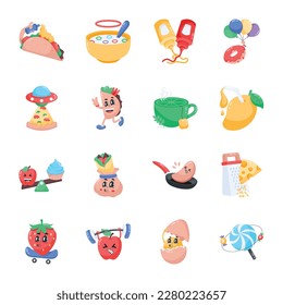 Collection of Meal Flat Stickers 

