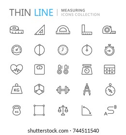 Collection of measuring thin line icons