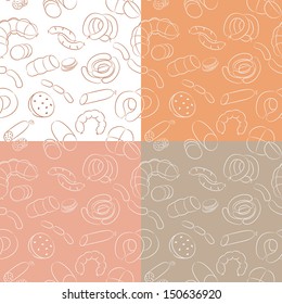 Collection Of Meats Doodles Seamless Pattern