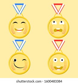 collection medal mascot vector sets