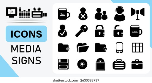 Collection of media and communication icons