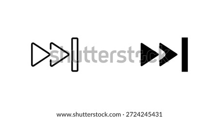 Collection of media control icons including play, pause, and skip buttons. Ideal for user interface design and multimedia applications.
