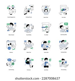 Collection of Media Flat Illustrations 

