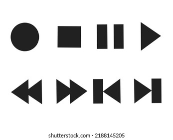 collection of media player icons with simple design