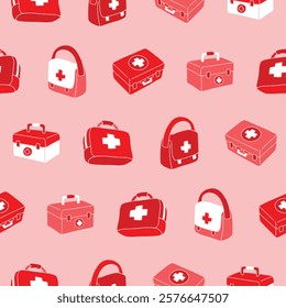 Collection of Medic Bag Vector Seamless Pattern illustration Design