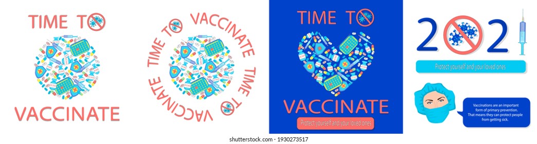 Collection of medical banners. Vaccination against coronavirus. Vector illustration