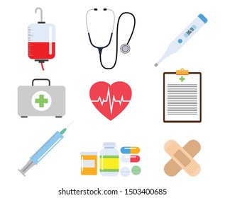 Collection of medical element healthcare and medicine vector set 