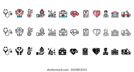 Collection of Medical and Health web icons. pixel perfect, color, laboratory, style, icon set, healthcare,