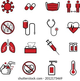 Collection of medical icons. 16 simple set of vector icons