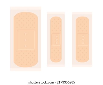 Collection of medical plaster adhesive bandage for aid of wound vector illustration on white background