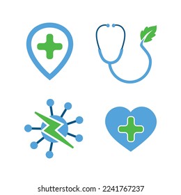 collection of medical service logo or icons. Health care icon set.