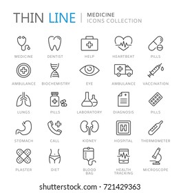 Collection Of Medical Thin Line Icons