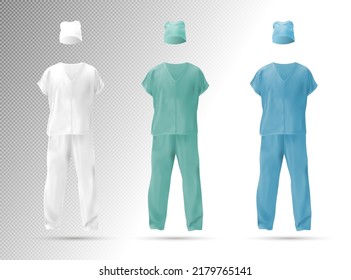 Collection of medical and worker clothes. Realistic vector illustration