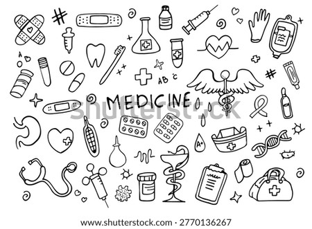 Collection of medical-themed design elements