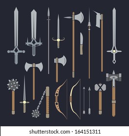 Collection Of Medieval And Fantasy Weapons. EPS8.