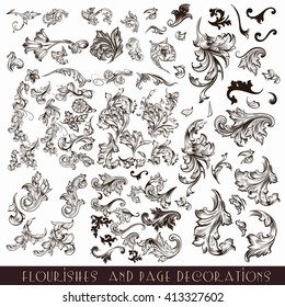 Collection or mega set of vector decorative flourishes  for design