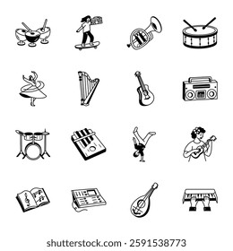 Collection of Melody Art Doodle Icons 
