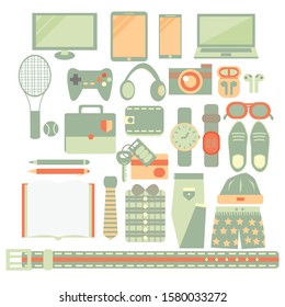 Collection of Men accessories vector