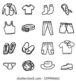 collection of men clothes and fashion / cartoon vector and illustration, hand drawn, sketch style, isolated on white background.