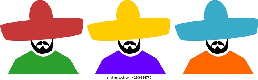 Collection of men with colorful sombreros