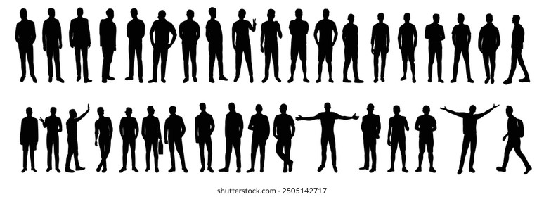Collection men set in flat style, isolated, vector