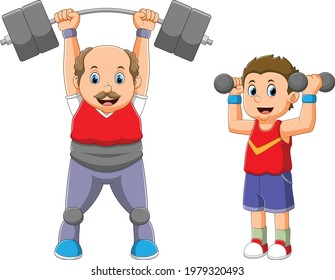 The collection of the men trying to do the heavy lifting of the illustration