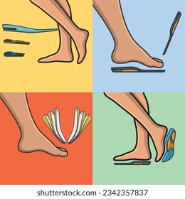 Collection Of Men and Women Socks Insole in different Style vector illustration. Fashion object icon concept. Collection of insoles for a comfortable and healthy walk vector design with shadow
