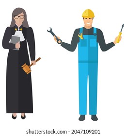 Collection of men and women of various occupations or profession wearing professional uniform