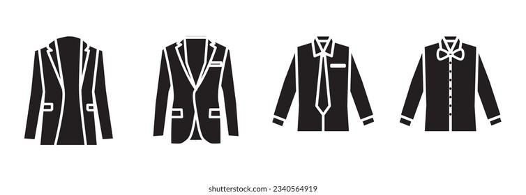 Collection of Men's Clothes flat icon, Various types of men's clothes for work and leisure. Line icons set. Men's Clothing icons on white background. Icon Vector illustration,