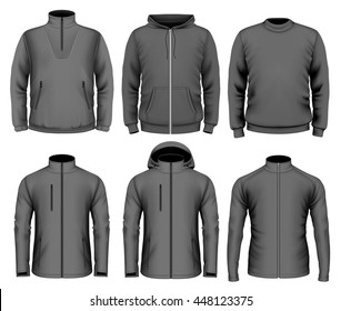 Collection of men's clothes. Fully editable handmade mesh. Vector illustration.