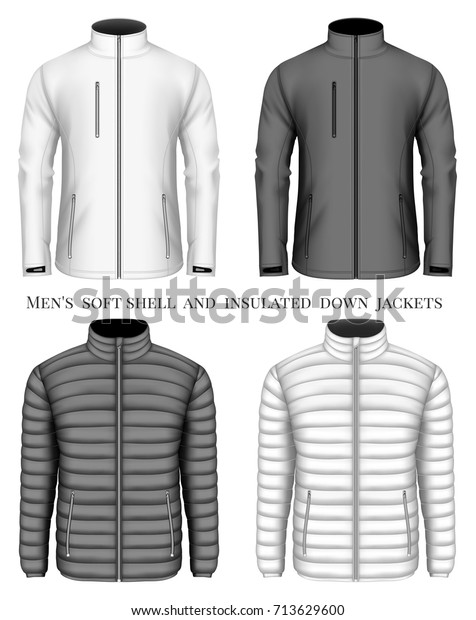 Collection Mens Softshell Insulated Down Jacket Stock Vector (Royalty ...