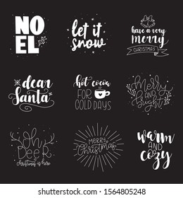 Collection of Merry Christmas handlettered card designs. 