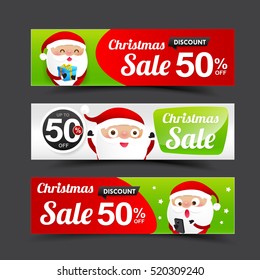 Collection Of Merry Christmas Santa Claus Tag Banner For Promotion Sale Discount Vector Illustration Eps10