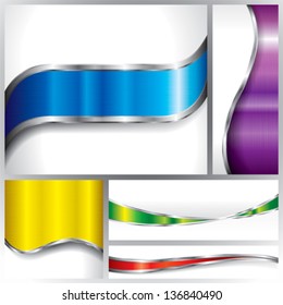 Collection of metallic banners background.