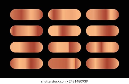 collection of metallic bronze gradient palette vector background.