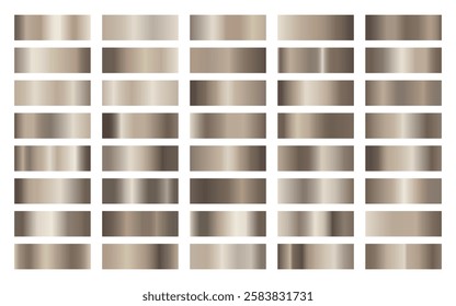 Collection of metallic gradient. Brilliant plates with metallic effect. Vector illustration.