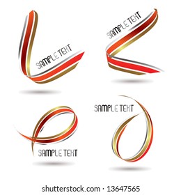 Collection of metallic ribbons with a drop shadow