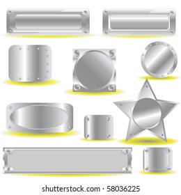 Collection of  metallic web elements. Perfect for adding your own text or icons.