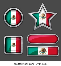 collection of mexican flag icons vector