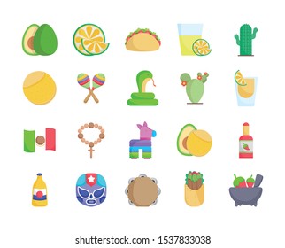 collection mexican food culture traditonal icons vector illustration