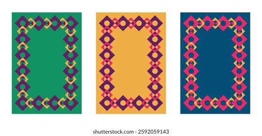 Collection of Mexican invitation templates with abstract frame. Wedding, Cinco de Mayo, Fiesta, party, birthday. Mexican festival. Vector vertical banner with place for text.