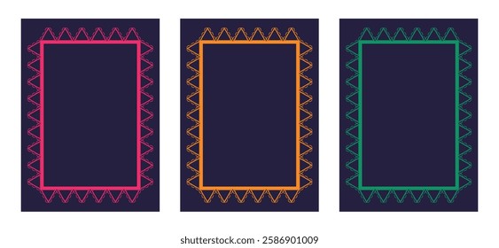 Collection of Mexican invitation templates with frame. Wedding, Cinco de Mayo, Fiesta, party, birthday. Mexican festival. Vector vertical banner with place for text.