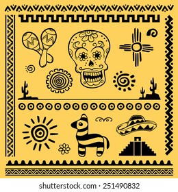 Collection of mexican vector design elements