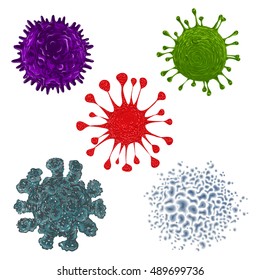 Collection of microbes and viruses. Hand drawn vector illustration.