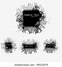 Collection of microchips. Vector.