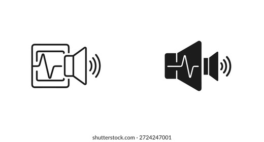 Collection of microphone and speaker icons representing audio technology, suitable for web design, user interfaces, and multimedia projects.