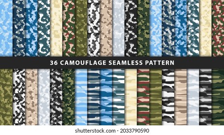 Collection military and army camouflage seamless pattern