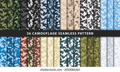 Collection military and army camouflage seamless pattern