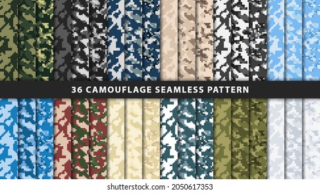 Collection military and army camouflage seamless pattern