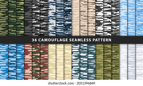 Collection military and army camouflage seamless pattern